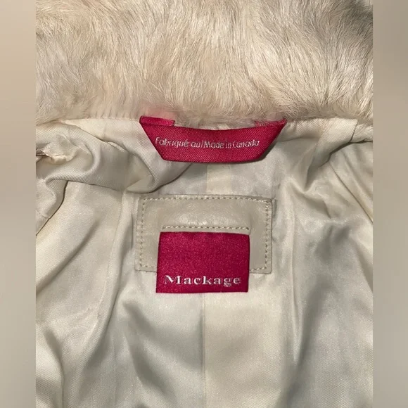SOLD❣️MACKAGE JACKET Leather & Fur Ivory White - Picture 5 of 14